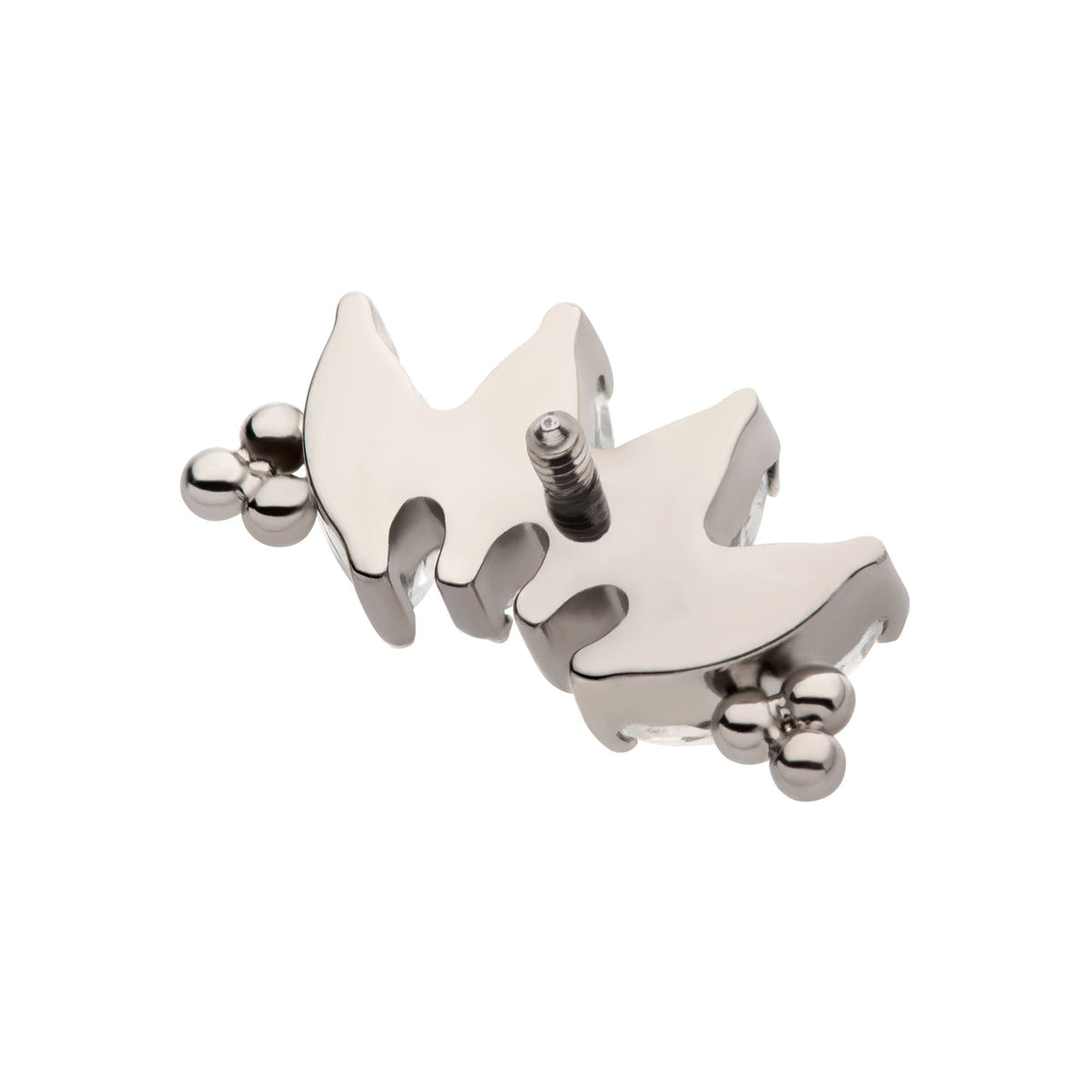 Titanium Internally Threaded Tri Beads Prong Set Marquise CZ 4-Cluster Top titd807 -Rebel Bod-RebelBod