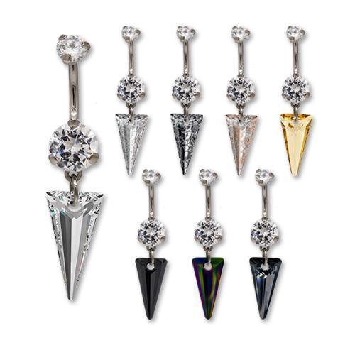 Titanium Swarovski Dangle Belly Ring Spike Pendent Internally Threaded