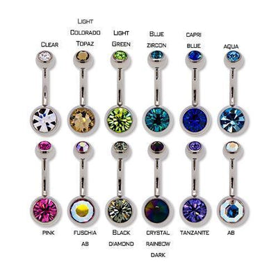 Belly button ring with big Swarovski crystal