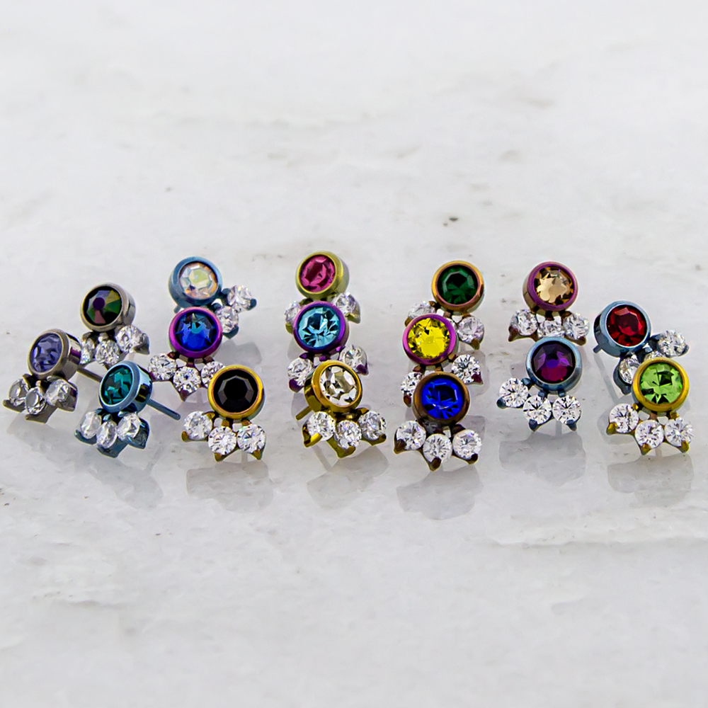 Body Jewelry Parts Titanium Threadless 4 Gem Cluster - 1 Piece -Rebel Bod-RebelBod