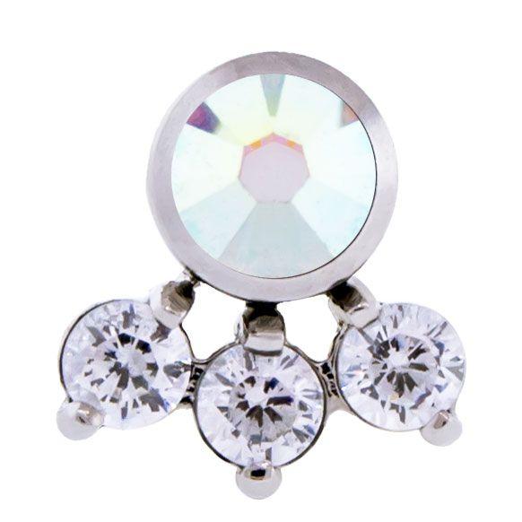 Body Jewelry Parts Titanium Threadless 4 Gem Cluster - 1 Piece -Rebel Bod-RebelBod