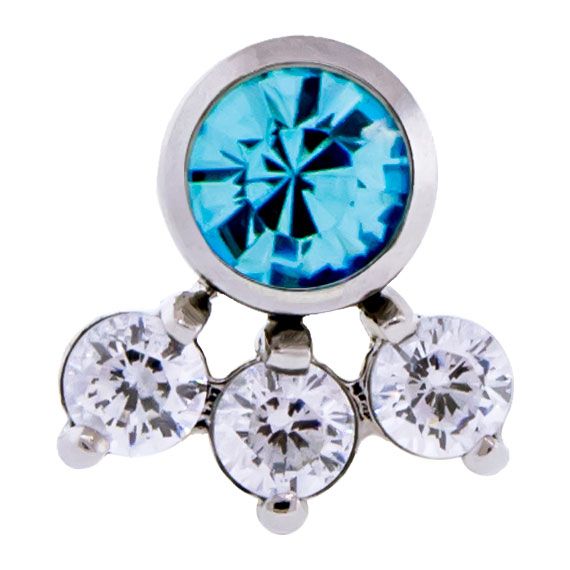 Body Jewelry Parts Titanium Threadless 4 Gem Cluster - 1 Piece -Rebel Bod-RebelBod