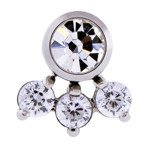 Body Jewelry Parts Titanium Threadless 4 Gem Cluster - 1 Piece -Rebel Bod-RebelBod