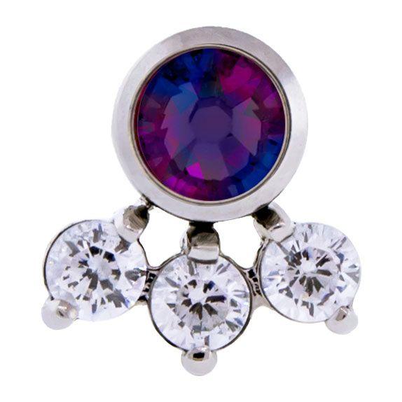 Body Jewelry Parts Titanium Threadless 4 Gem Cluster - 1 Piece -Rebel Bod-RebelBod