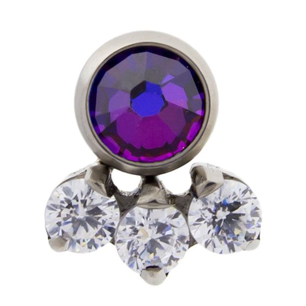 Body Jewelry Parts Titanium Threadless 4 Gem Cluster - 1 Piece -Rebel Bod-RebelBod