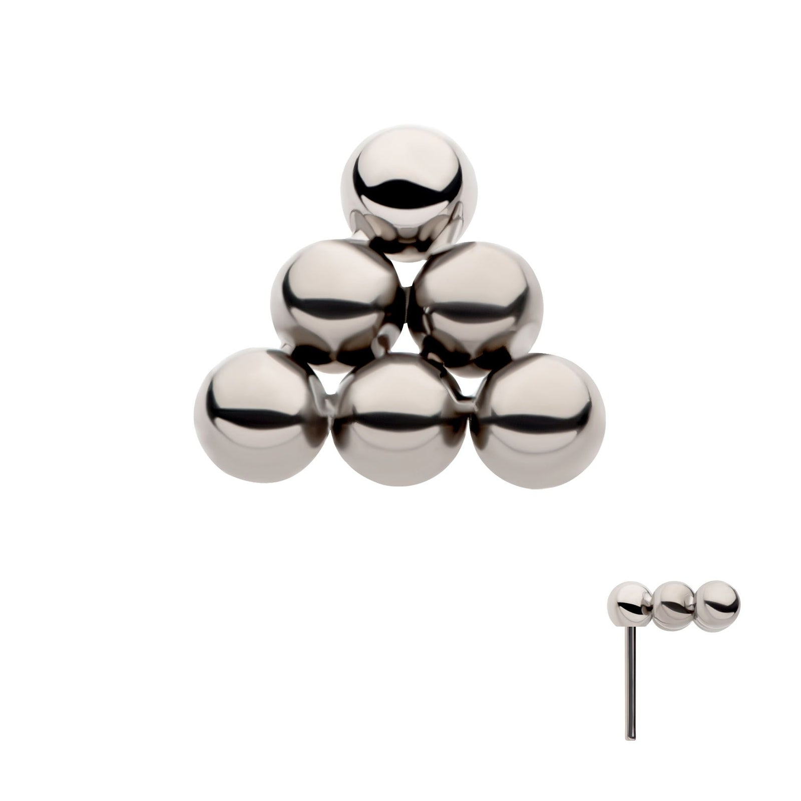 Titanium Threadless 6 Beads Pyramid Shape Top titls801 -Rebel Bod-RebelBod