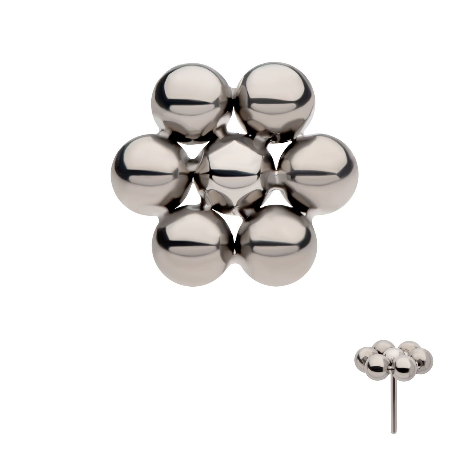 Titanium Threadless 7 Beads Hexagon Shape Top titls802 -Rebel Bod-RebelBod