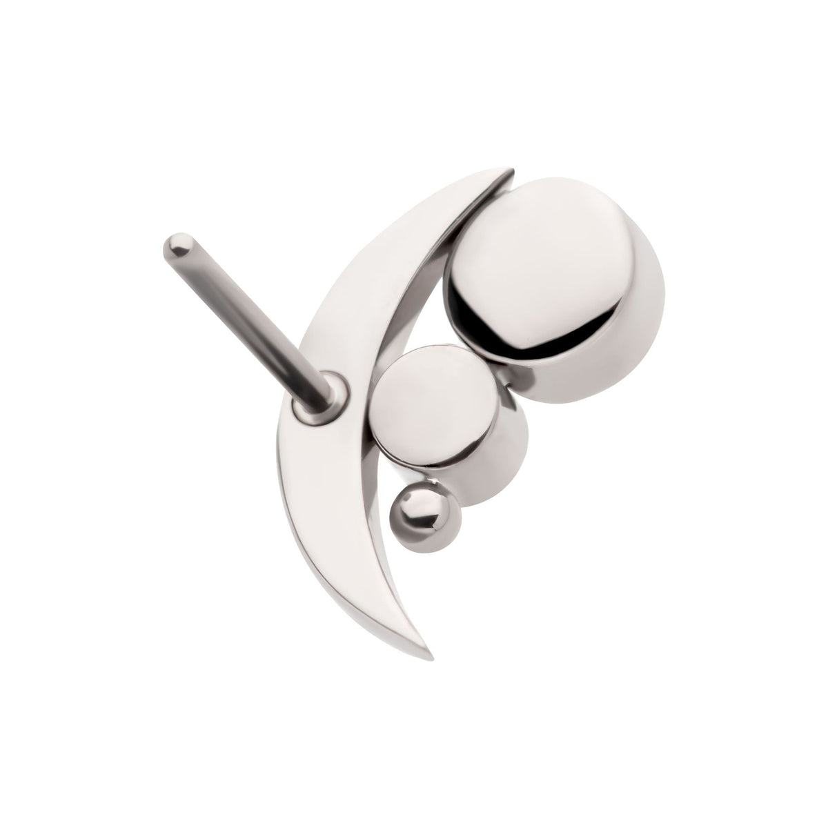 Titanium Threadless Bezel Set CZ Bead Crescent Moon Top titls817c -Rebel Bod-RebelBod