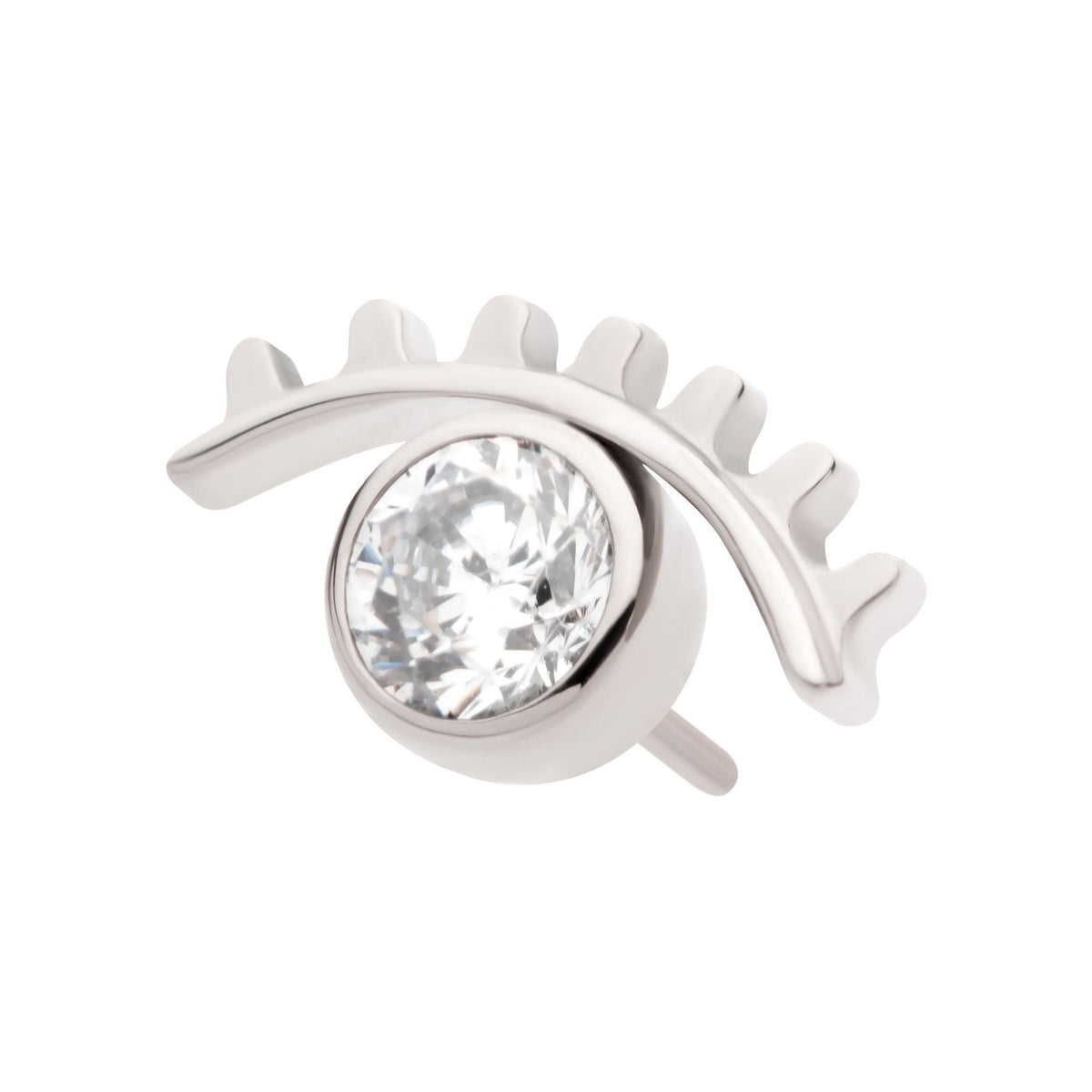 Titanium Threadless Bezel Set CZ Cut Out Evil Eye Top titls814c -Rebel Bod-RebelBod