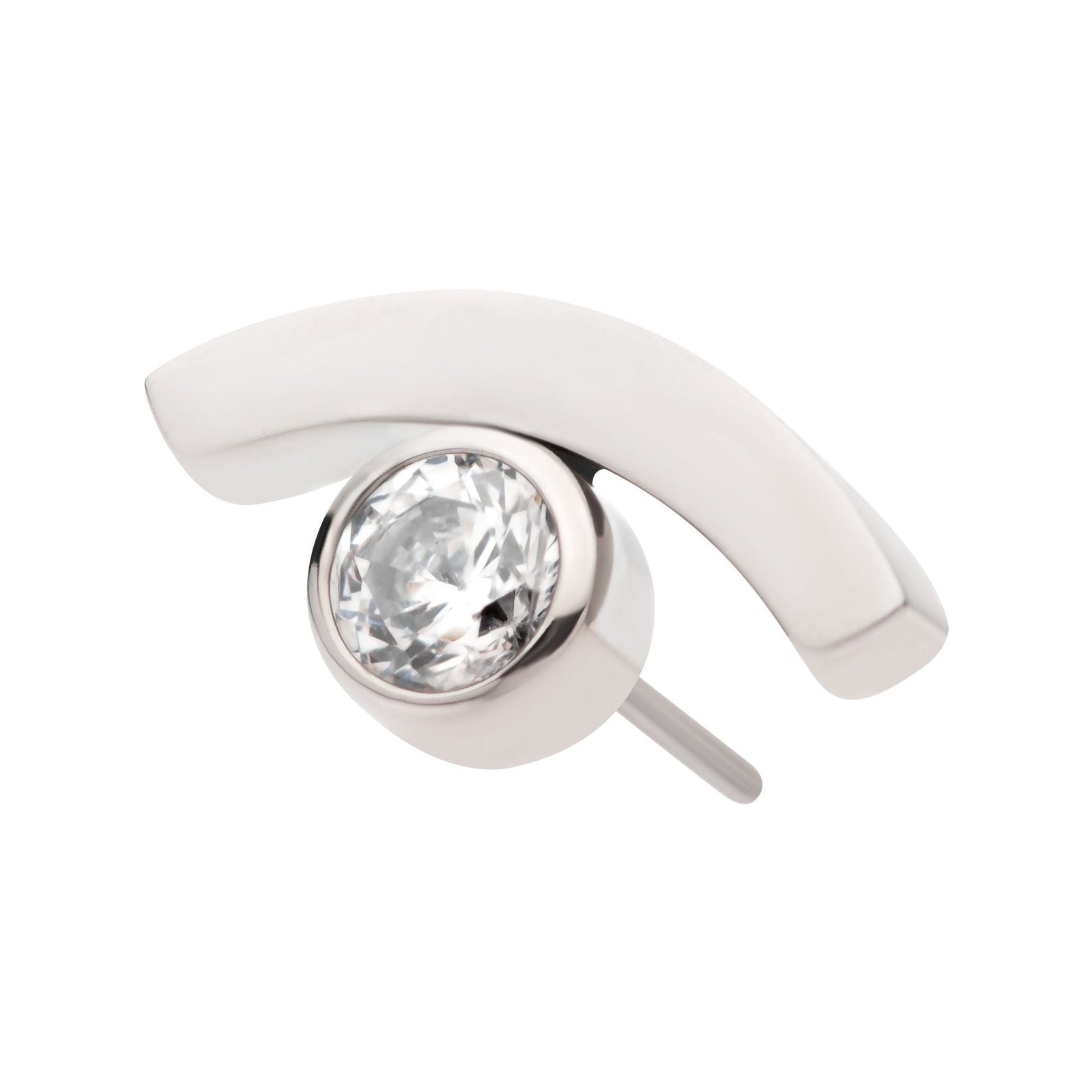 Titanium Threadless Bezel Set CZ in a Curve Line Top titls811c -Rebel Bod-RebelBod