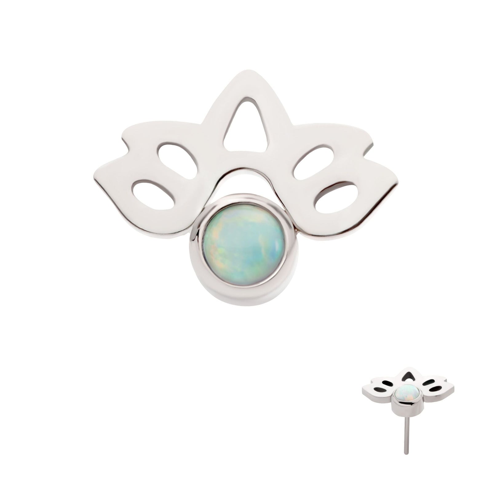 Titanium Threadless Bezel Set Opal Lotus Flower Top titls826wo -Rebel Bod-RebelBod