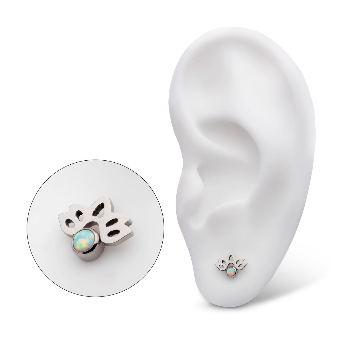 Titanium Threadless Bezel Set Opal Lotus Flower Top titls826wo -Rebel Bod-RebelBod