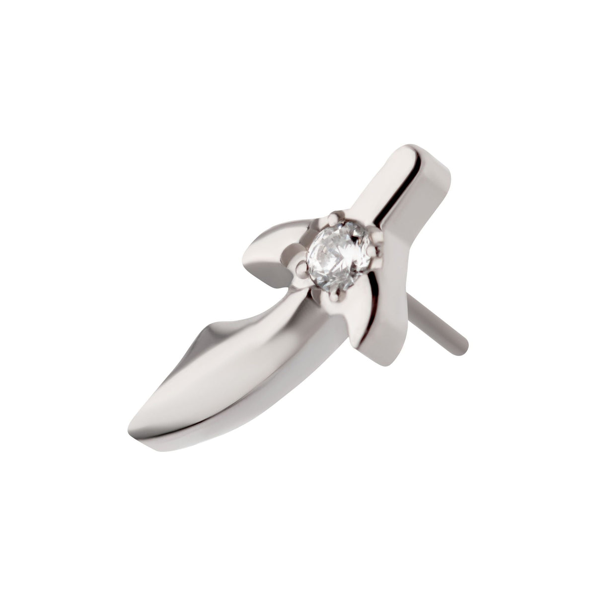 Titanium Threadless Center Prong Set CZ Dagger Top titls825c -Rebel Bod-RebelBod