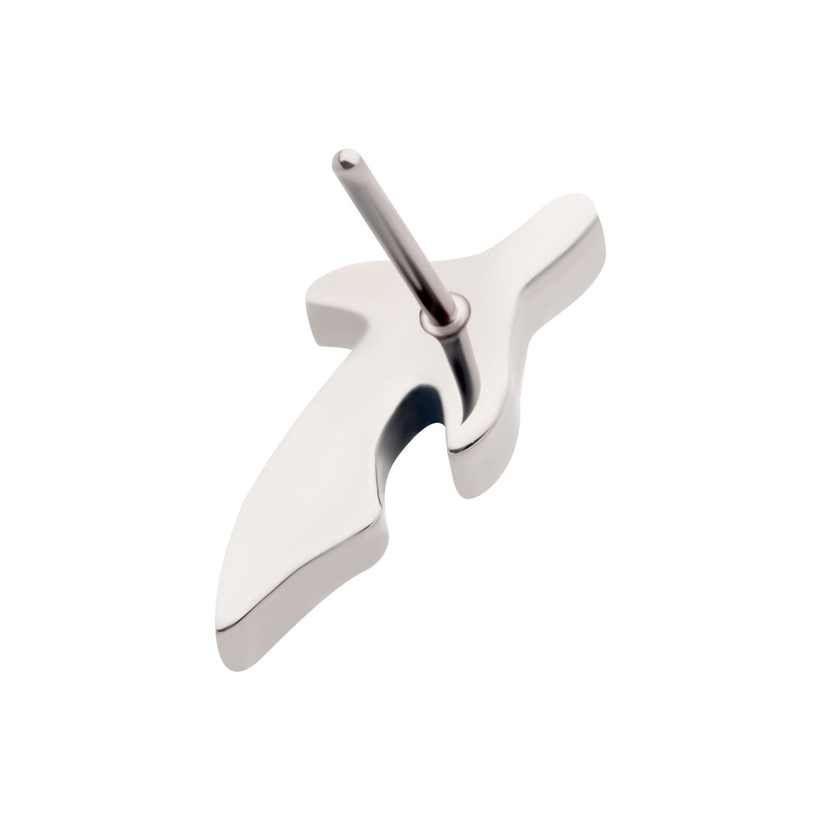 Titanium Threadless Center Prong Set CZ Dagger Top titls825c -Rebel Bod-RebelBod