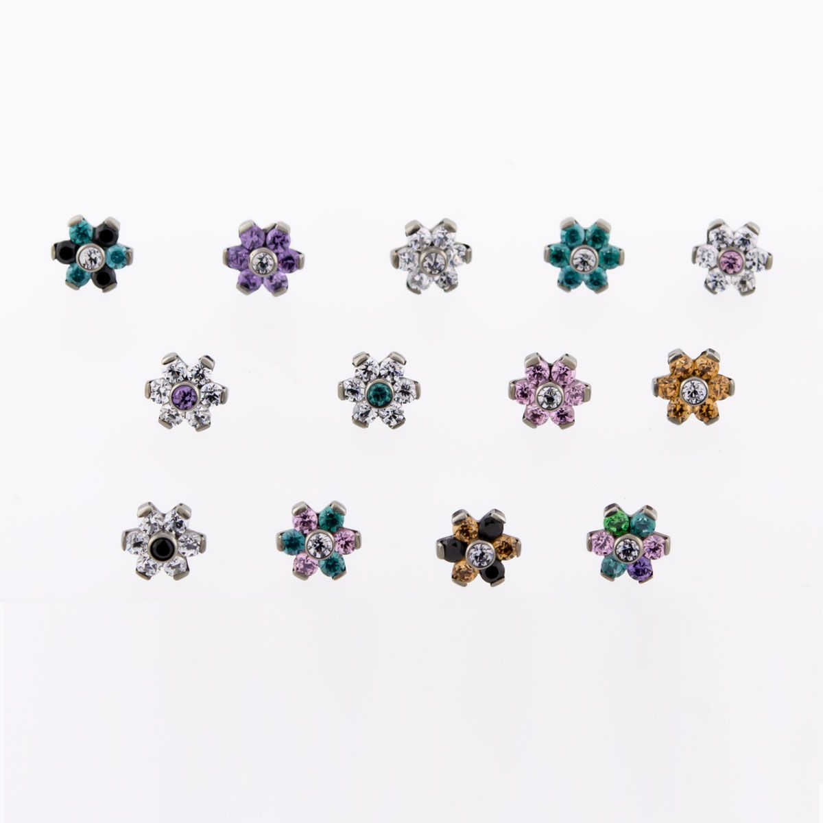 Body Jewelry Parts Titanium Threadless Gem Flowers Replacement Heads - 1 Piece -Rebel Bod-RebelBod
