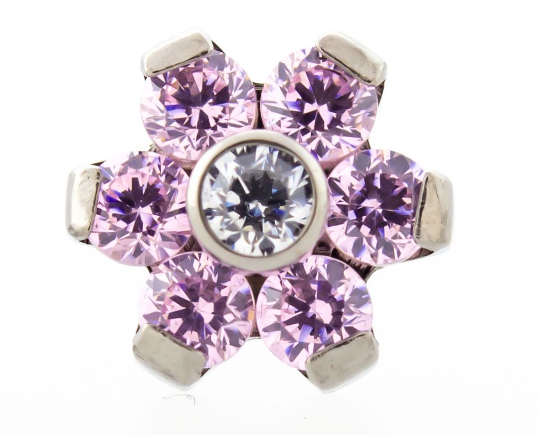 Body Jewelry Parts Titanium Threadless Gem Flowers Replacement Heads - 1 Piece -Rebel Bod-RebelBod