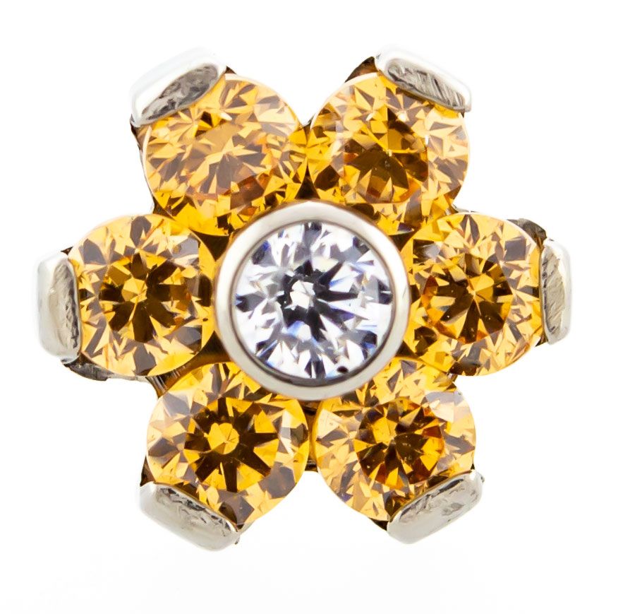 Body Jewelry Parts Titanium Threadless Gem Flowers Replacement Heads - 1 Piece -Rebel Bod-RebelBod
