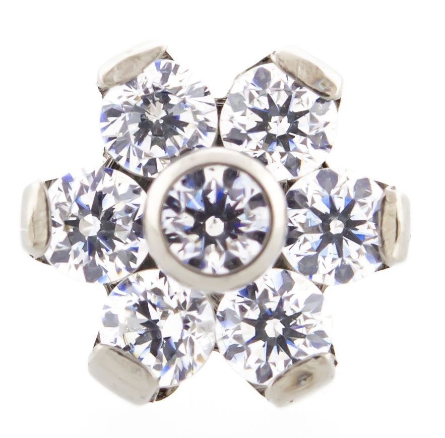 Body Jewelry Parts Titanium Threadless Gem Flowers Replacement Heads - 1 Piece -Rebel Bod-RebelBod