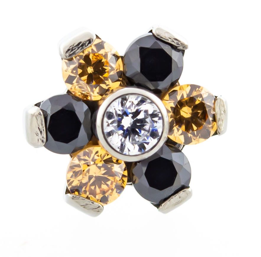 Body Jewelry Parts Titanium Threadless Gem Flowers Replacement Heads - 1 Piece -Rebel Bod-RebelBod