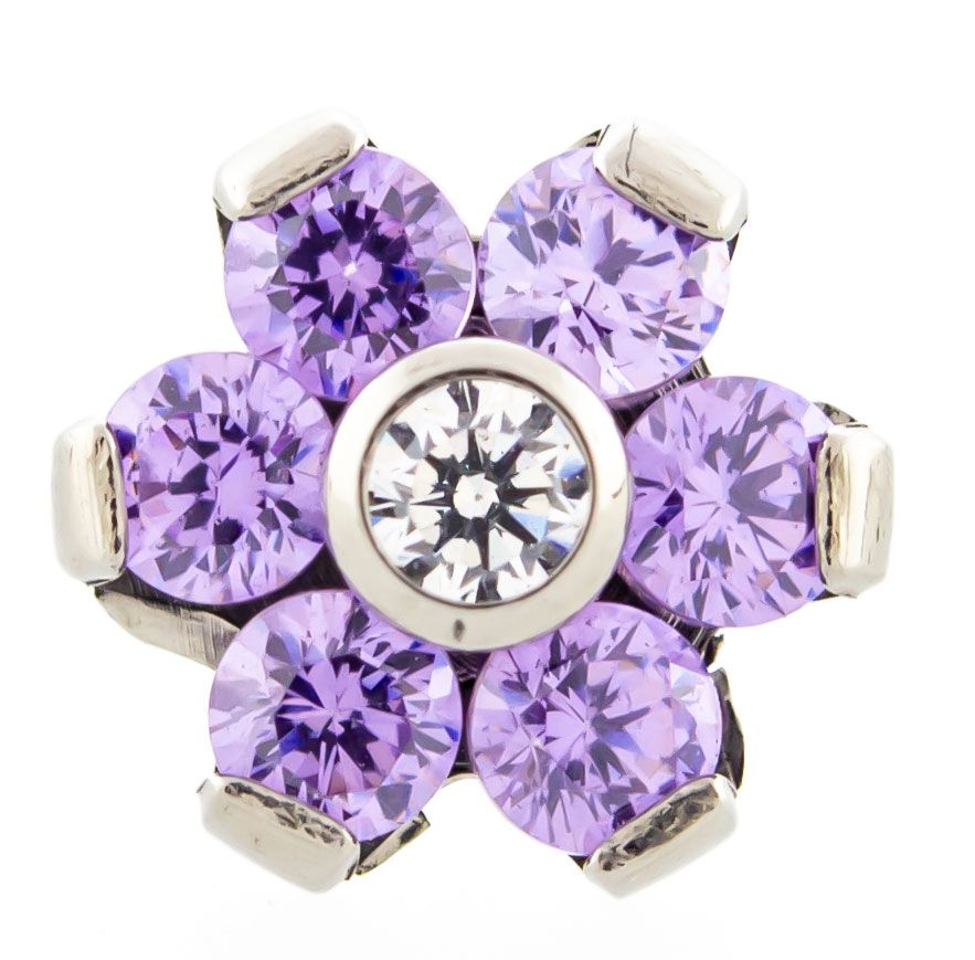 Body Jewelry Parts Titanium Threadless Gem Flowers Replacement Heads - 1 Piece -Rebel Bod-RebelBod