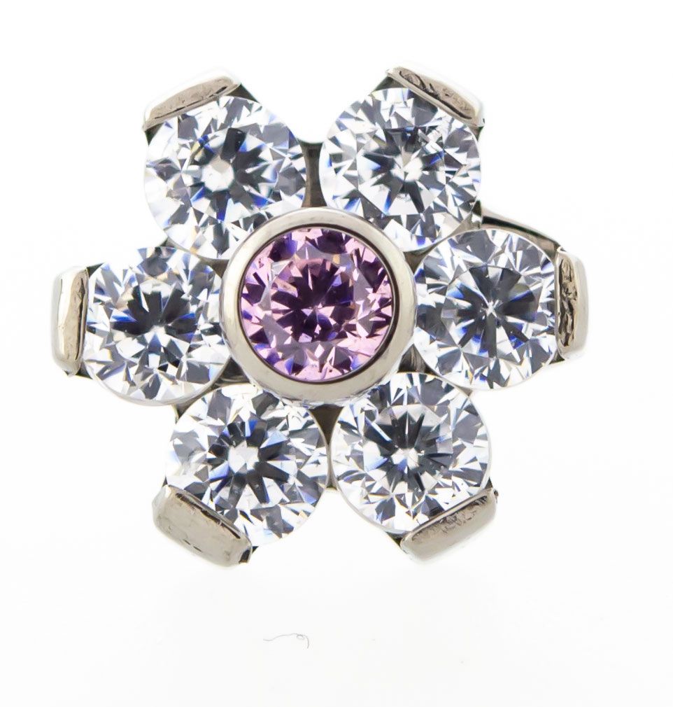 Body Jewelry Parts Titanium Threadless Gem Flowers Replacement Heads - 1 Piece -Rebel Bod-RebelBod