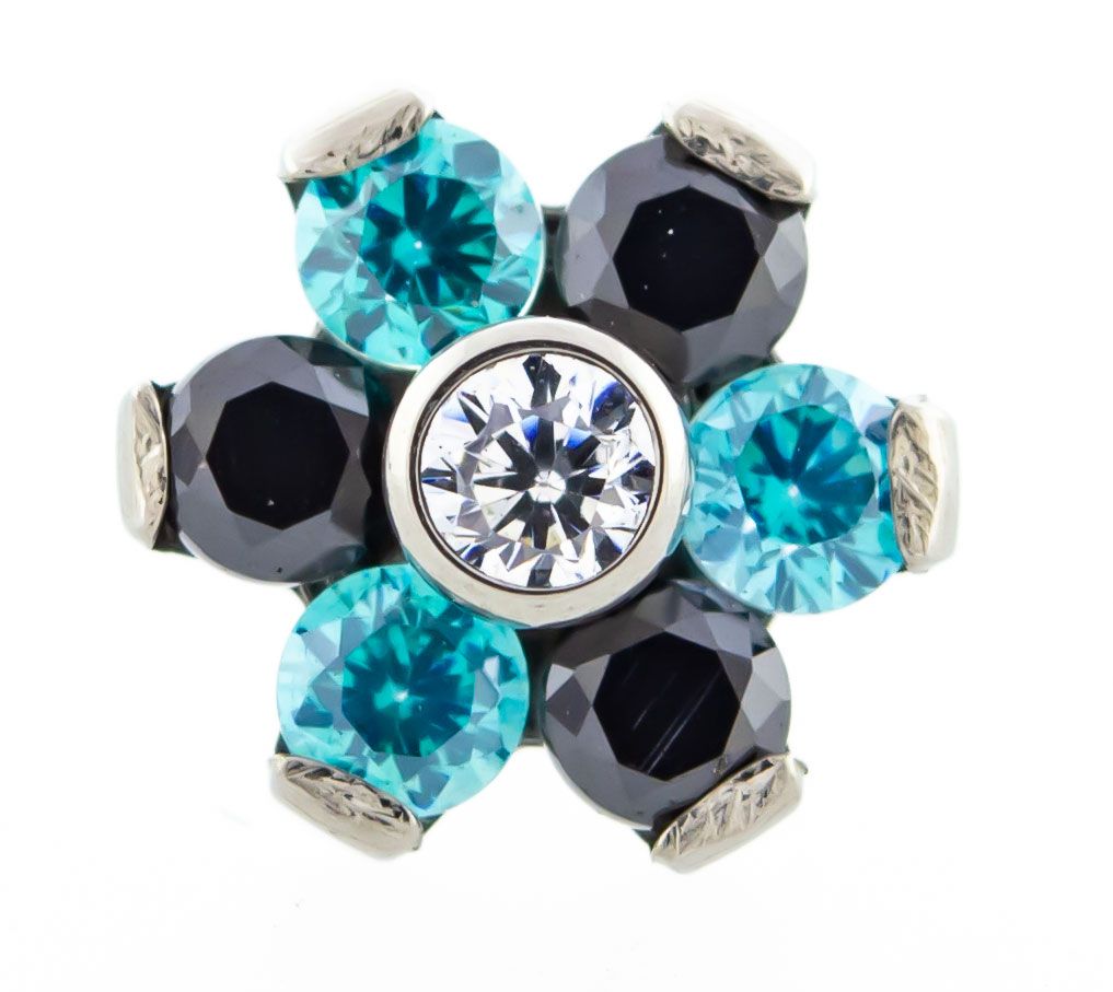Body Jewelry Parts Titanium Threadless Gem Flowers Replacement Heads - 1 Piece -Rebel Bod-RebelBod