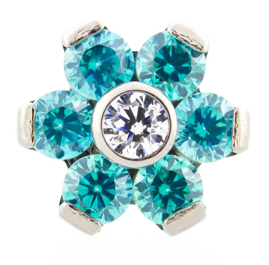 Body Jewelry Parts Titanium Threadless Gem Flowers Replacement Heads - 1 Piece -Rebel Bod-RebelBod