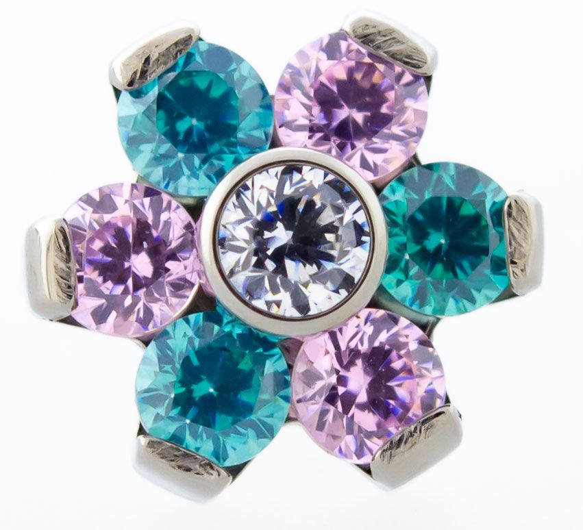 Body Jewelry Parts Titanium Threadless Gem Flowers Replacement Heads - 1 Piece -Rebel Bod-RebelBod