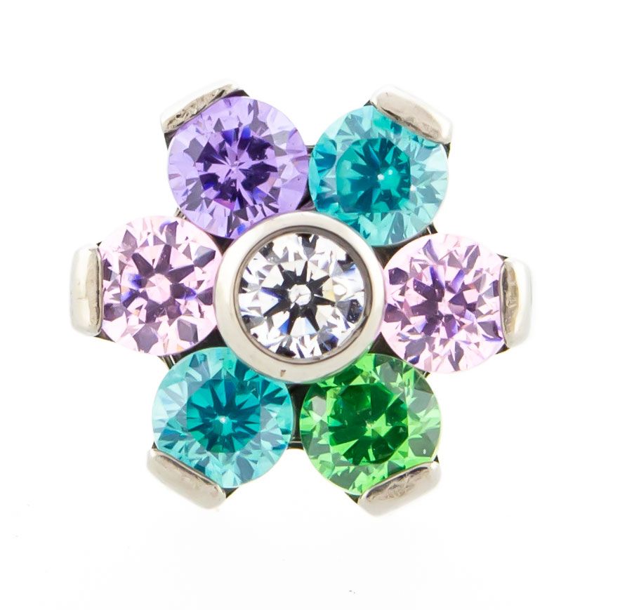 Body Jewelry Parts Titanium Threadless Gem Flowers Replacement Heads - 1 Piece -Rebel Bod-RebelBod