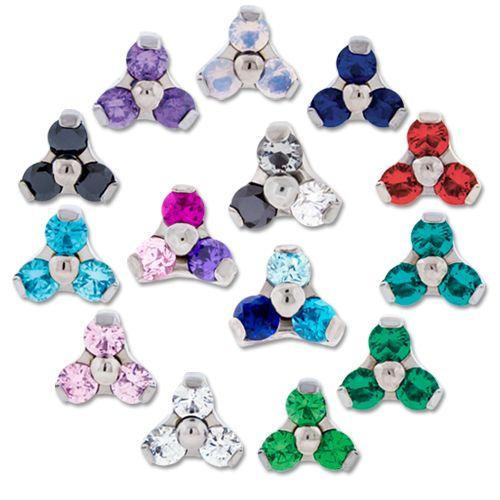 Body Jewelry Parts Titanium Threadless Gem Trinity Ends - 1 Piece -Rebel Bod-RebelBod