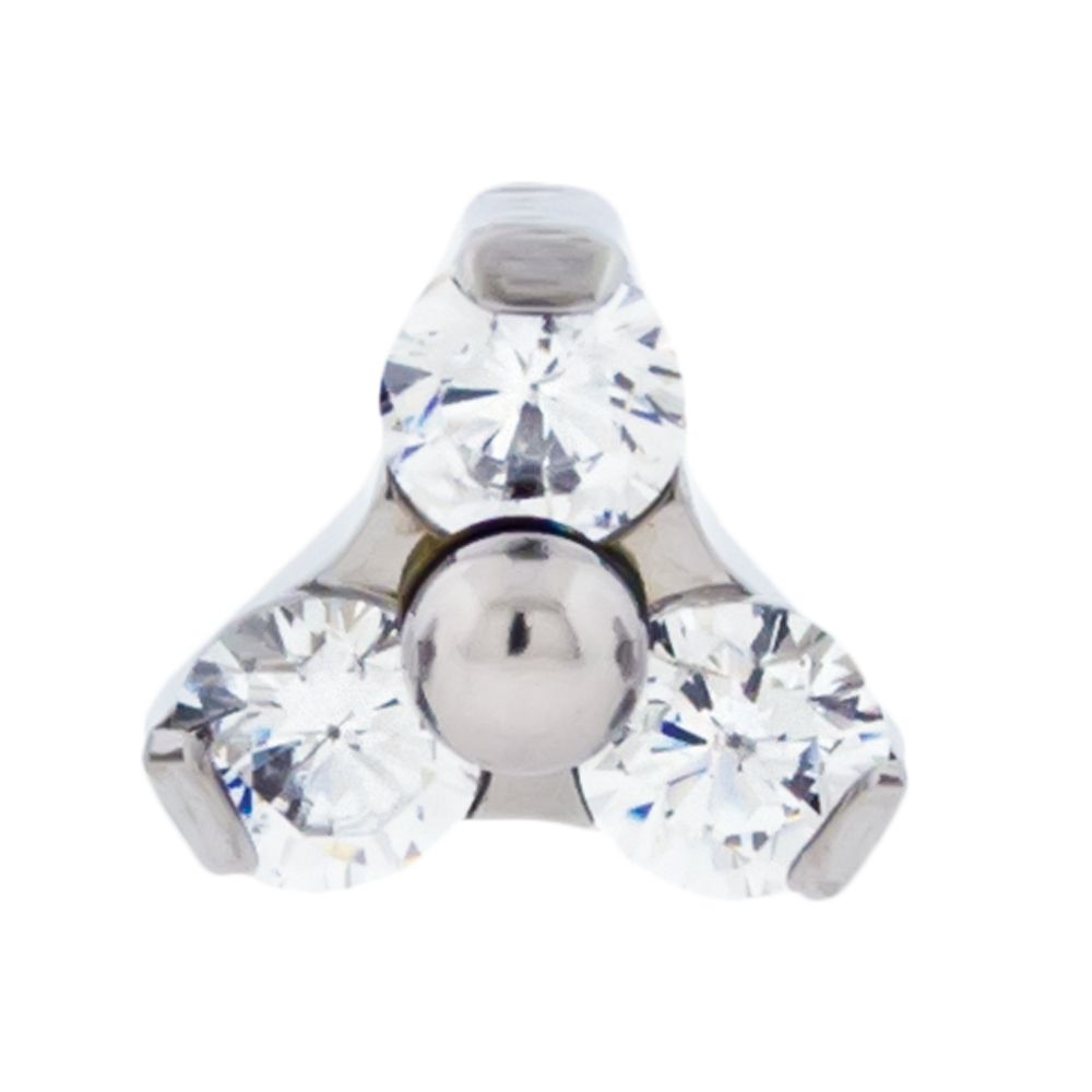 Body Jewelry Parts Titanium Threadless Gem Trinity Ends - 1 Piece -Rebel Bod-RebelBod