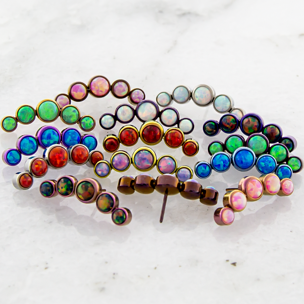 Body Jewelry Parts Titanium Threadless Opal Crecent Cluster - 1 Piece -Rebel Bod-RebelBod