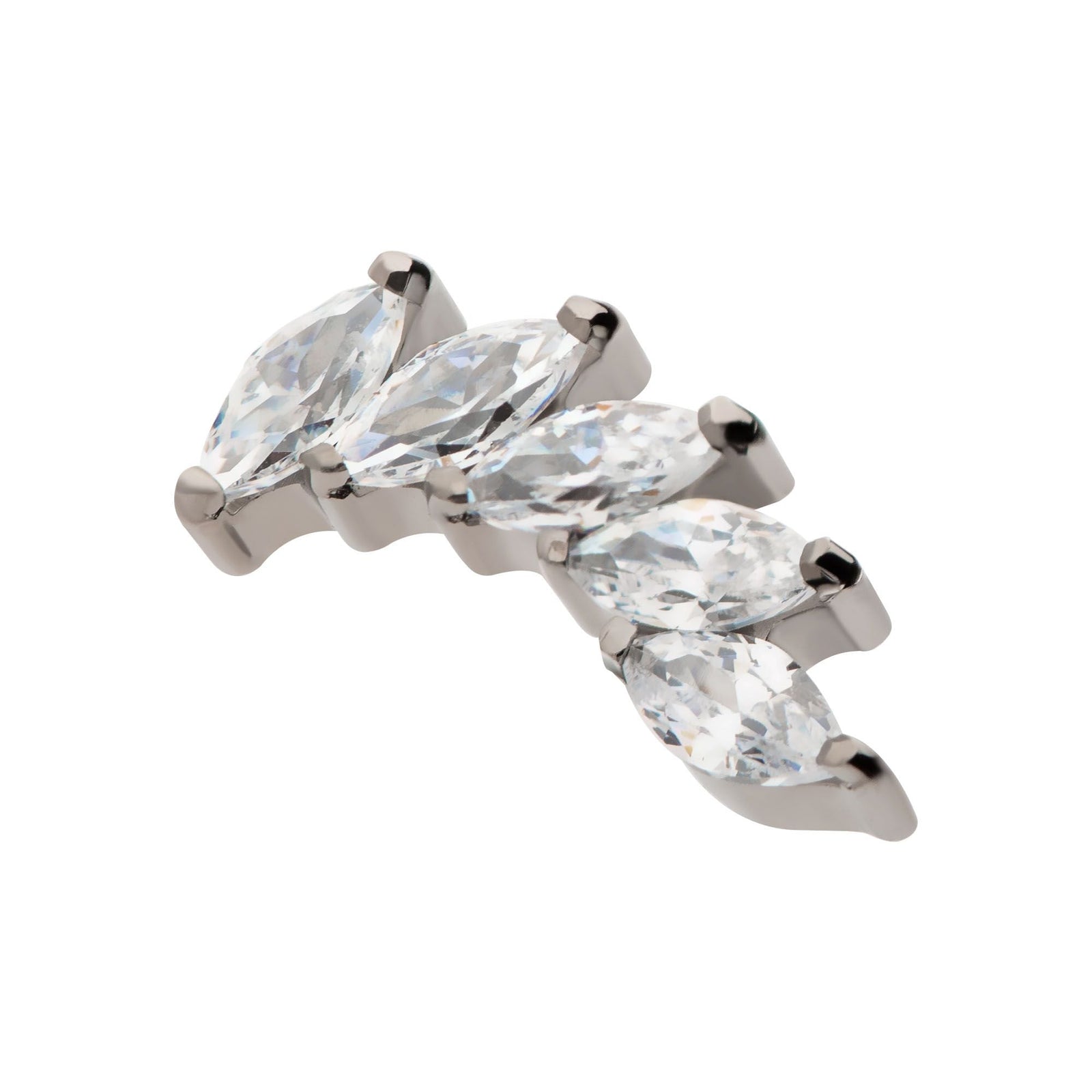 Titanium Threadless Prong Set Marquise 5 Gem Curved Fan Top titls800 -Rebel Bod-RebelBod