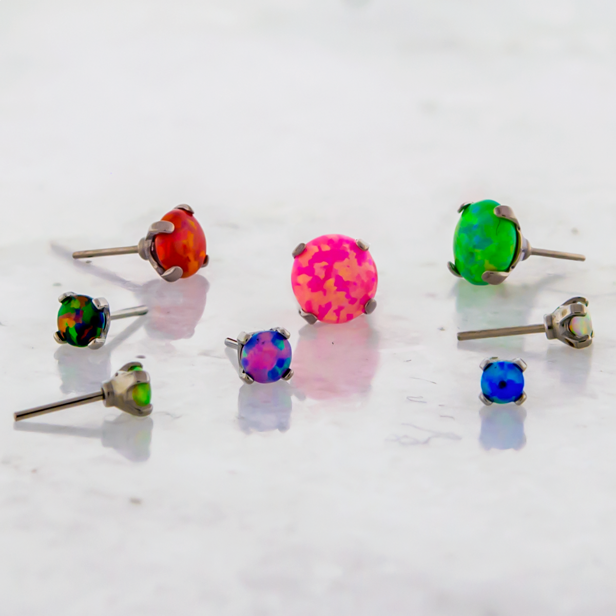 Body Jewelry Parts Titanium Threadless Prong Set Opal Head - 1 Piece -Rebel Bod-RebelBod