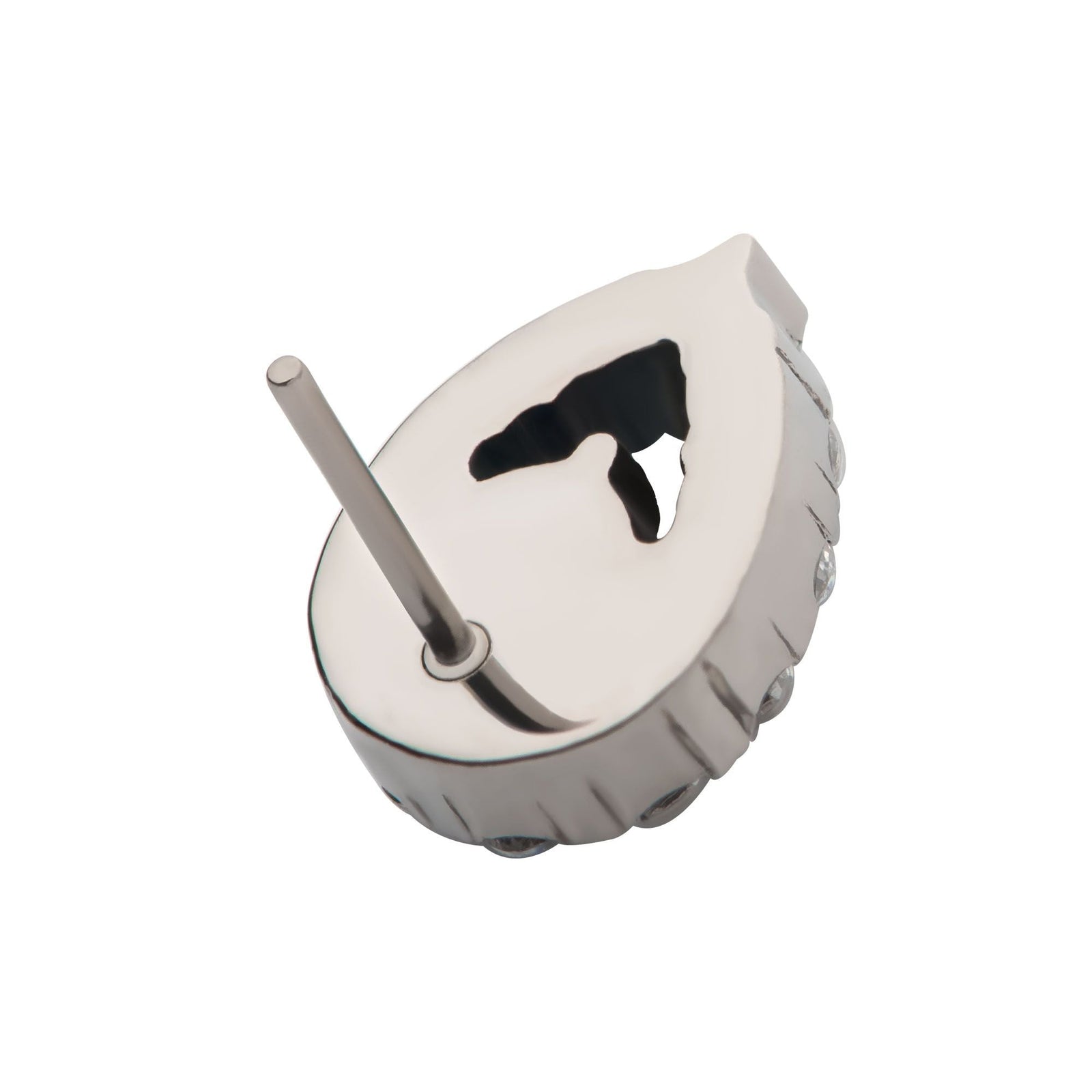 Titanium Threadless Round CZ Center Hollow Teardrop Shape Top titls805 -Rebel Bod-RebelBod