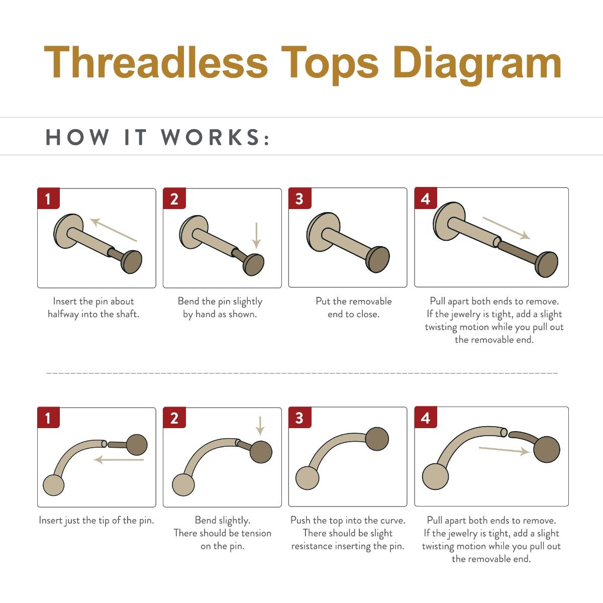 Titanium Threadless Tri Beads Prong Set Marquise CZ 3-Cluster Top titls806 -Rebel Bod-RebelBod