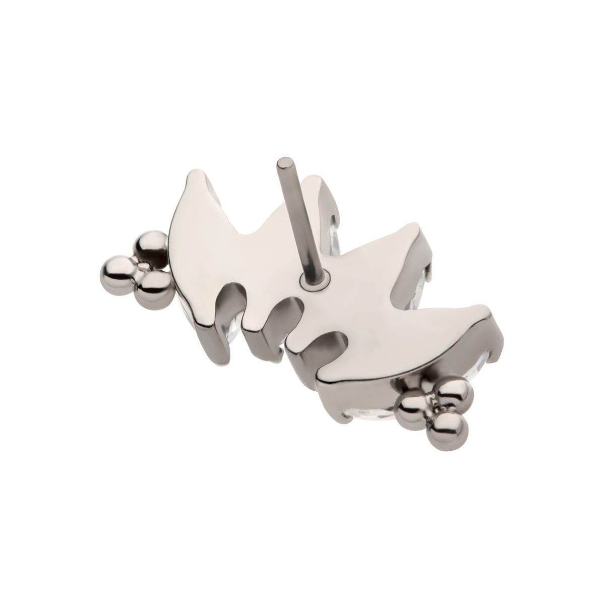 Titanium Threadless Tri Beads Prong Set Marquise CZ 4-Cluster Top titls807 -Rebel Bod-RebelBod