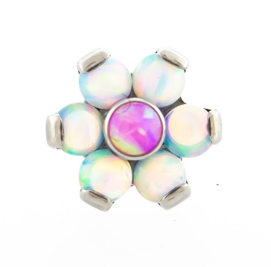 Body Jewelry Parts Titanium Threadless White Opal Flower Replacement Head - 1 Piece -Rebel Bod-RebelBod