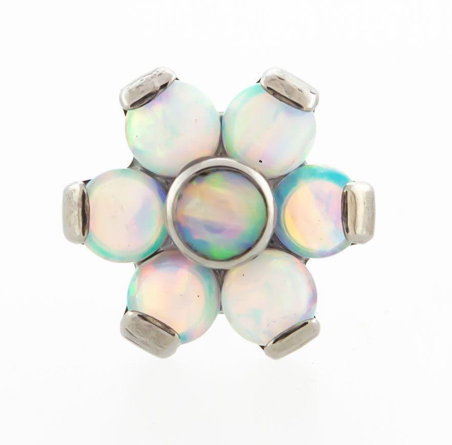 Body Jewelry Parts Titanium Threadless White Opal Flower Replacement Head - 1 Piece -Rebel Bod-RebelBod