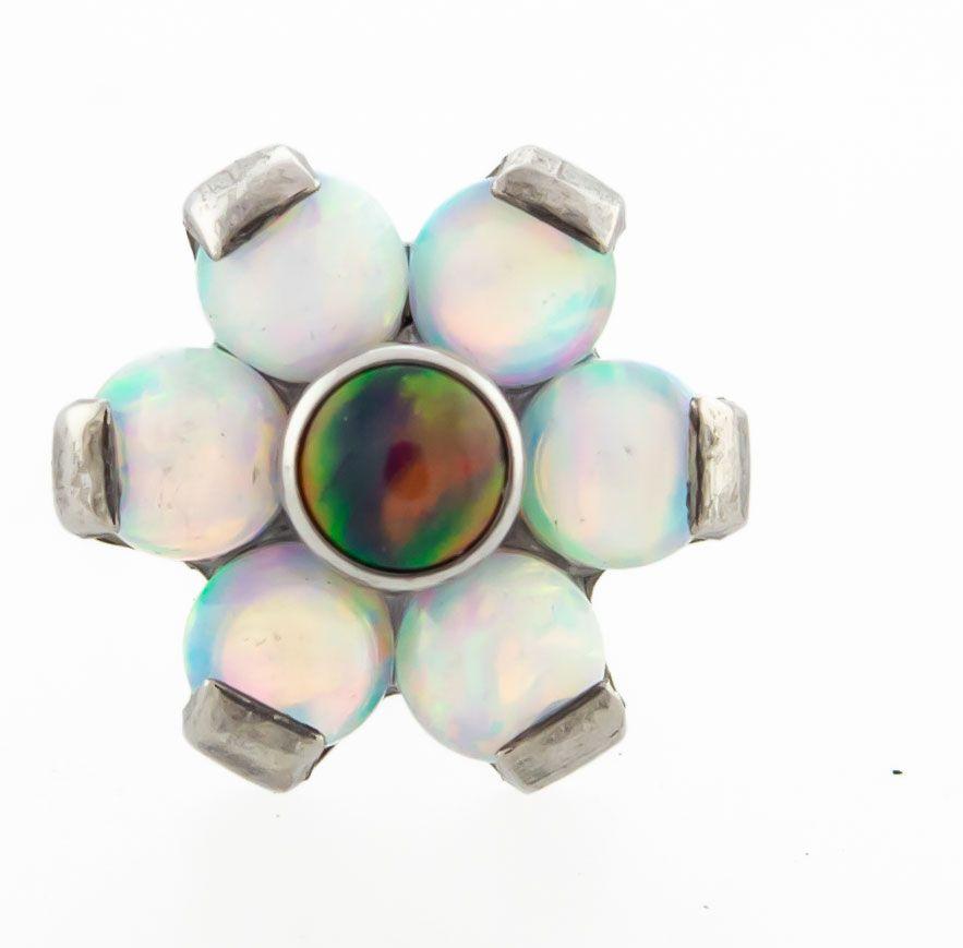 Body Jewelry Parts Titanium Threadless White Opal Flower Replacement Head - 1 Piece -Rebel Bod-RebelBod