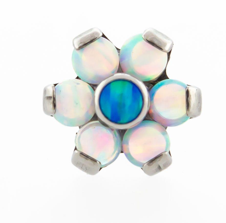 Body Jewelry Parts Titanium Threadless White Opal Flower Replacement Head - 1 Piece -Rebel Bod-RebelBod