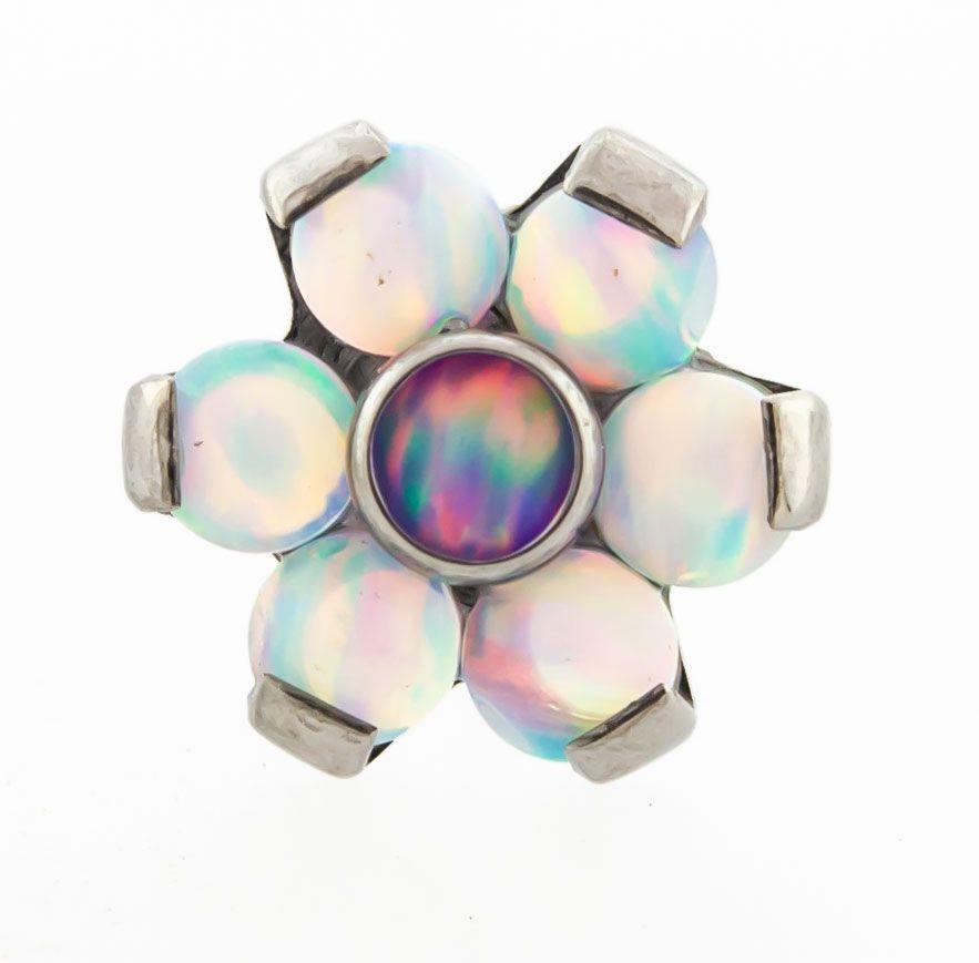 Body Jewelry Parts Titanium Threadless White Opal Flower Replacement Head - 1 Piece -Rebel Bod-RebelBod
