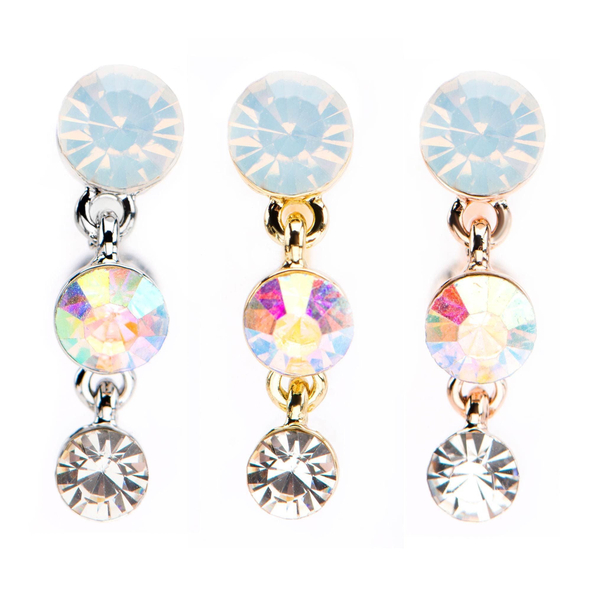 Top Down Aurora Borealis and Clear Opalite Navel Rings sbvnesl-19103