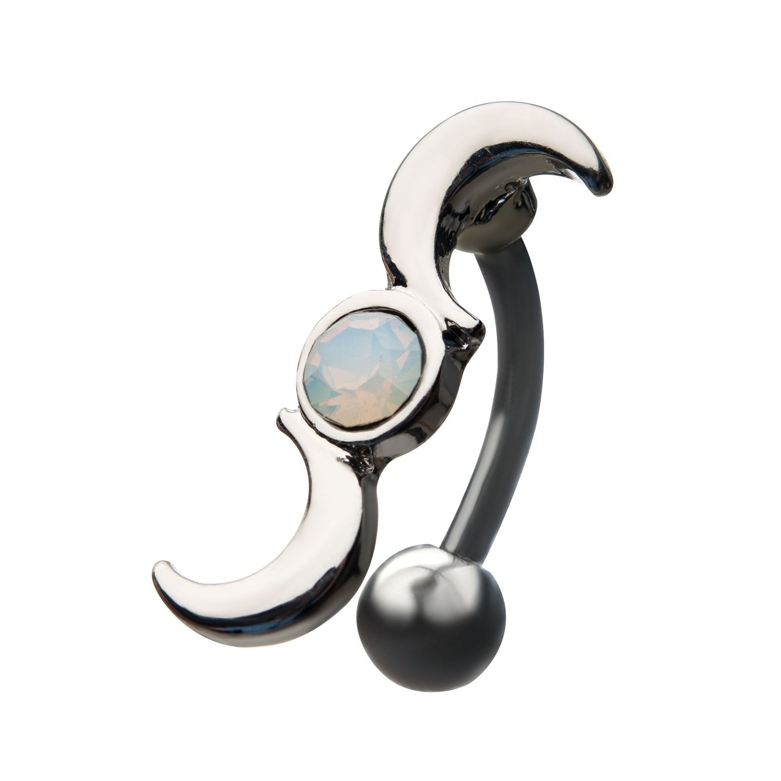 Belly Top Down Moon Phase Navel White Opalite Gem Middle for Moon -Rebel Bod-RebelBod