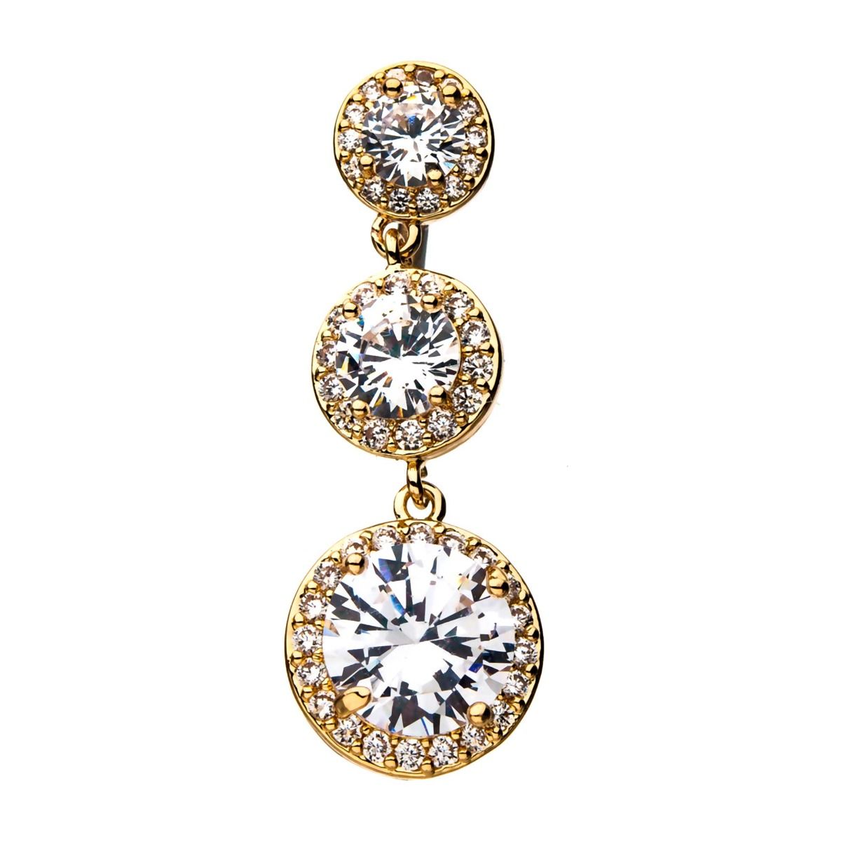 Belly Top Down Round CZ Gem Dangle Navel -Rebel Bod-RebelBod