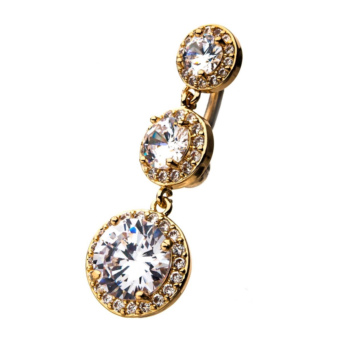 Belly Top Down Round CZ Gem Dangle Navel -Rebel Bod-RebelBod