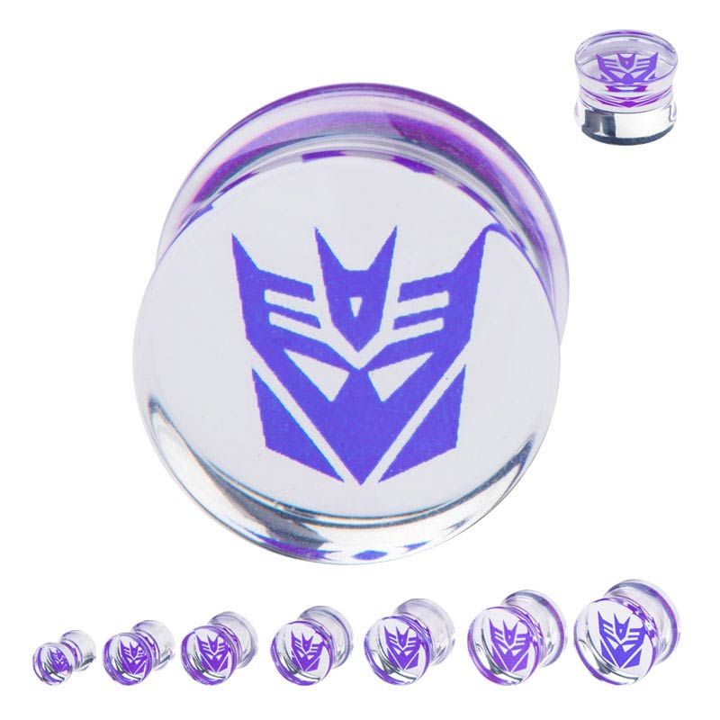 HASBRO Transformers Decepticon Logo Acrylic Single Flared Plug -Rebel Bod-RebelBod