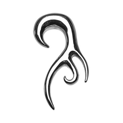 Tapers - Hanging Tribal Fang Swirl Hook Steel Ear Gauge Hanging Taper - 1 Pair -Rebel Bod-RebelBod