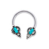 Tribal Horseshoe Circular Barbell Turquoise Ends - 1 Piece