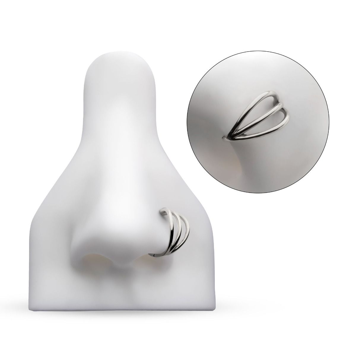 Clicker - Cartilage | Septum Triple Fan Out Side Facing Hinged Segment Clicker - 1 Piece -Rebel Bod-RebelBod